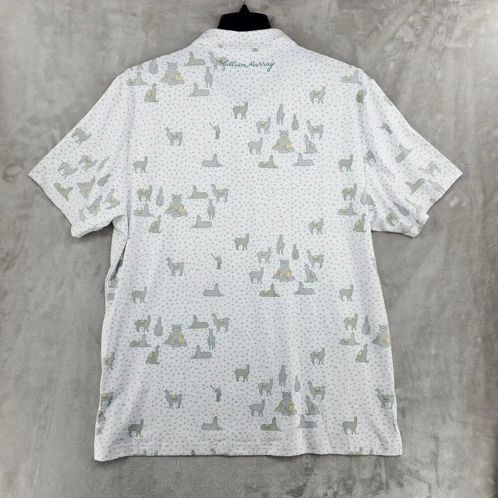 William Murray Polo Shirt Mens XL Dalai‎ Llama All Over Print Golf Casual